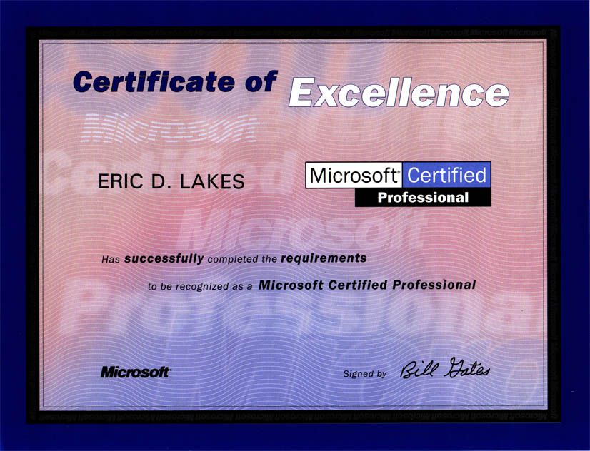 MICROSOFT PROFESSIONAL CERTIFICATE DRIVER LICENSE ORIGINAL FORMAT, DESIGN SPECIFICATIONS, NOVELTY SECURITY CARD PROFILES, IDENTITY, NEW SOFTWARE ID SOFTWARE MICROSOFT PROFESSIONAL CERTIFICATE driver